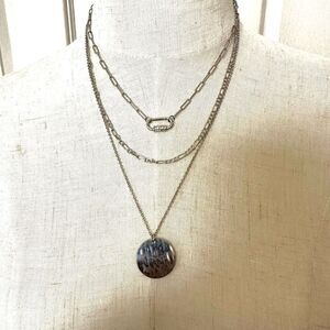 C 1946 hammered disc multi strand silver necklace